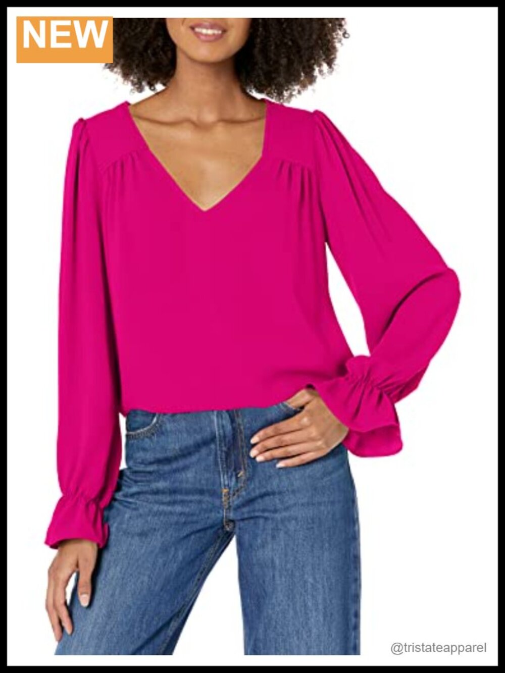 Trina Turk V Neck Long Sleeve Blouse